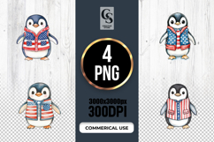 Patriotic Penguin Vest Clipart PNG Product Image 1