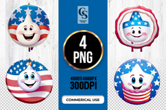 Patriotic Star Balloon Clipart Sublimation PNG Product Image 1