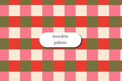Retro Checkered Seamless Pattern Red Pink Olive Digital Pape Product Image 1