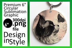 Whimsical Cat Sublimation: Round &amp; Keychain Delight Product Image 1
