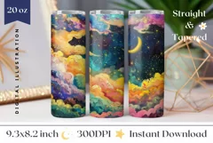 Sky Art Tumbler Design, Colorful Clouds Tumbler Template Product Image 1