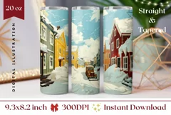 Christmas Tumbler Wrap Design, Cozy Winter Tumbler Template Product Image 1