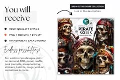 Pirate Skull Clipart, Skull sublimation PNG,nautical clipart Product Image 2