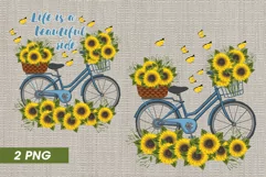 bicycle with sunflowers png flower bike sublimation png Product Image 1