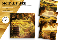 Sunflower Background Wallpaper Digital Paper Wall Art Product Image 1