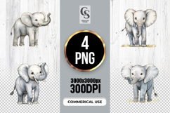Cute Baby Elephant Illustration Clipart Sublimation PNG Product Image 1