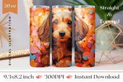 Dog Tumbler Wrap Design, Valentines Day Hearts Design PNG Product Image 1