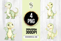 Cute Watercolor Baby Dinosaur Clipart Sublimation PNG Product Image 1