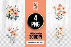 Watercolor Orange Wildflower Clipart Sublimation PNG Product Image 1