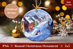 Christmas Village Ornament, Winter Village Round Ornament Product Image 1