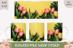 Spring Flowers Mug Wrap, Tropical Leaves Sublimation Mug Product Image 1