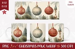 Vintage Christmas Mug Wrap Design, Christmas Sublimation Mug Product Image 1