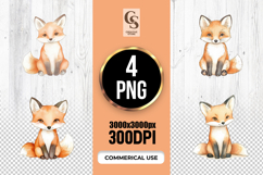 Watercolor Red Fox Clipart Sublimation PNG Product Image 1