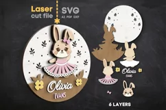 Bunny girl Baby Name Sign SVG Laser cut file for Glowforge Product Image 2