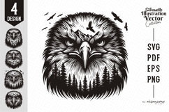 Eagle Silhouette Vector with Forest Landscape Product Image 1