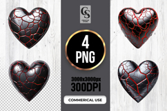 Cracked Black Heart Illustration Clipart Sublimation PNG Product Image 1