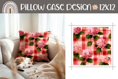 Pink Hydrangea Pillow Template, Floral Pillow Sublimation Product Image 1