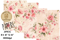 Shabby Chic, Pink, Paper, Floral, Papers, Junk Journal Product Image 1