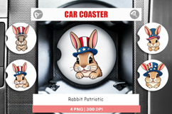 Car Coaster Rabbit Patriotic Product Image 1
