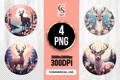Floral Deer Illustration Sublimation Design SVG PNG Product Image 3