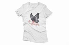 Fantasy Axolotl with Black Butterfly Wing Cute Amphibian PNG Product Image 2