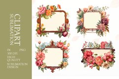 Watercolor floral wooden signboard clipart sublimation png Product Image 1