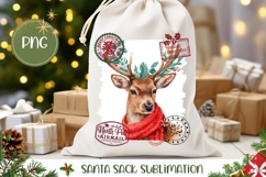 Winter Deer Santa Sack PNG, Christmas Gift Bag Design Product Image 1