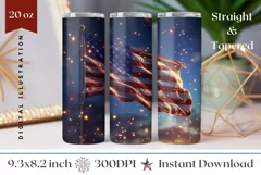 USA Tumbler Sublimation, Glitter American Flag Tumbler PNG Product Image 1