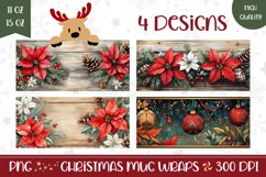 Christmas Poinsettia Mug Wrap, Christmas Mug Design Product Image 1