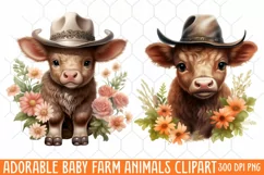 Adorable Baby Farm Animals clipart, Watercolor Clipart Product Image 1