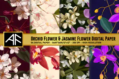 Orchid & Jasmine Flower Digital Paper | Flower Pattern Product Image 1