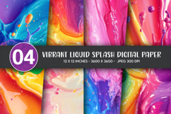 Vibrant Liquid Splash Digital Paper Product Image 1