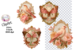 Butterfly, Flowers, Ephemera, PNG, Junk Journal, clipart Product Image 1
