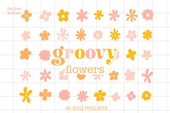 Retro Groovy Flowers SVG bundle | 70s 60s Hippie flowers Product Image 1