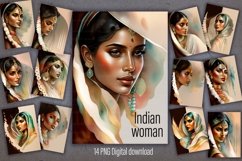 Desi art, Indian woman illustration 14 PNG Product Image 1