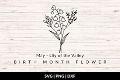May Birth Flower Bouquet SVG - Lily of the Valley Product Image 1