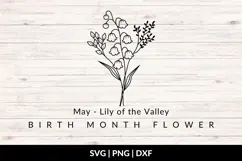 May Birth Flower Bouquet SVG - Lily of the Valley Product Image 1