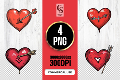 Hand Drawn Heart Arrow Clipart Sublimation PNG Product Image 1