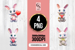 Cute Bunny Holding Heart PNG Product Image 1