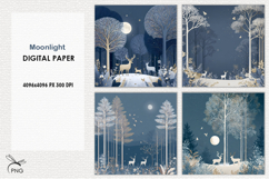 Moonlight digital paper, background clipart Product Image 1