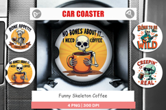 Car Coaster Halloween Skeleton Coffee Product Image 1