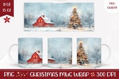 Red Barn Mug Wrap Design, Christmas Tree Coffee Mug Product Image 1