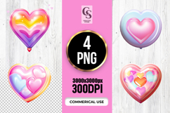 Glossy Colorful Heart Balloon Clipart Sublimation PNG Product Image 1