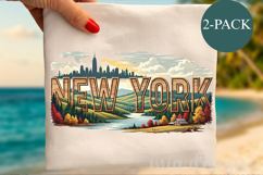 New York State PNG, Vintage NYC Skyline Sublimation Design Product Image 1