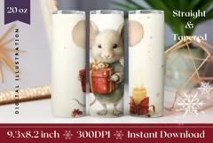 Watercolor Christmas Tumbler, Christmas Mouse Tumbler Design Product Image 1