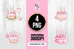 Pink Celebration Cake Clipart Sublimation PNG Product Image 1