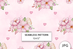 Pink Flowers Seamless Pattern, Digital Paper Product Image 1