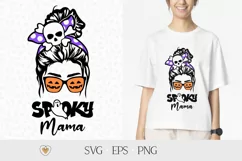 Halloween Spooky Mom svg, Messy Bun svg, Mom Life png Product Image 1