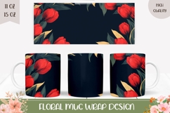 Spring Flowers Mug Wrap, Red Tulips Mug PNG Product Image 1