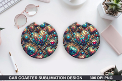 Love Heart Car Coaster Sublimation| Valentine Coaster PNG Product Image 1